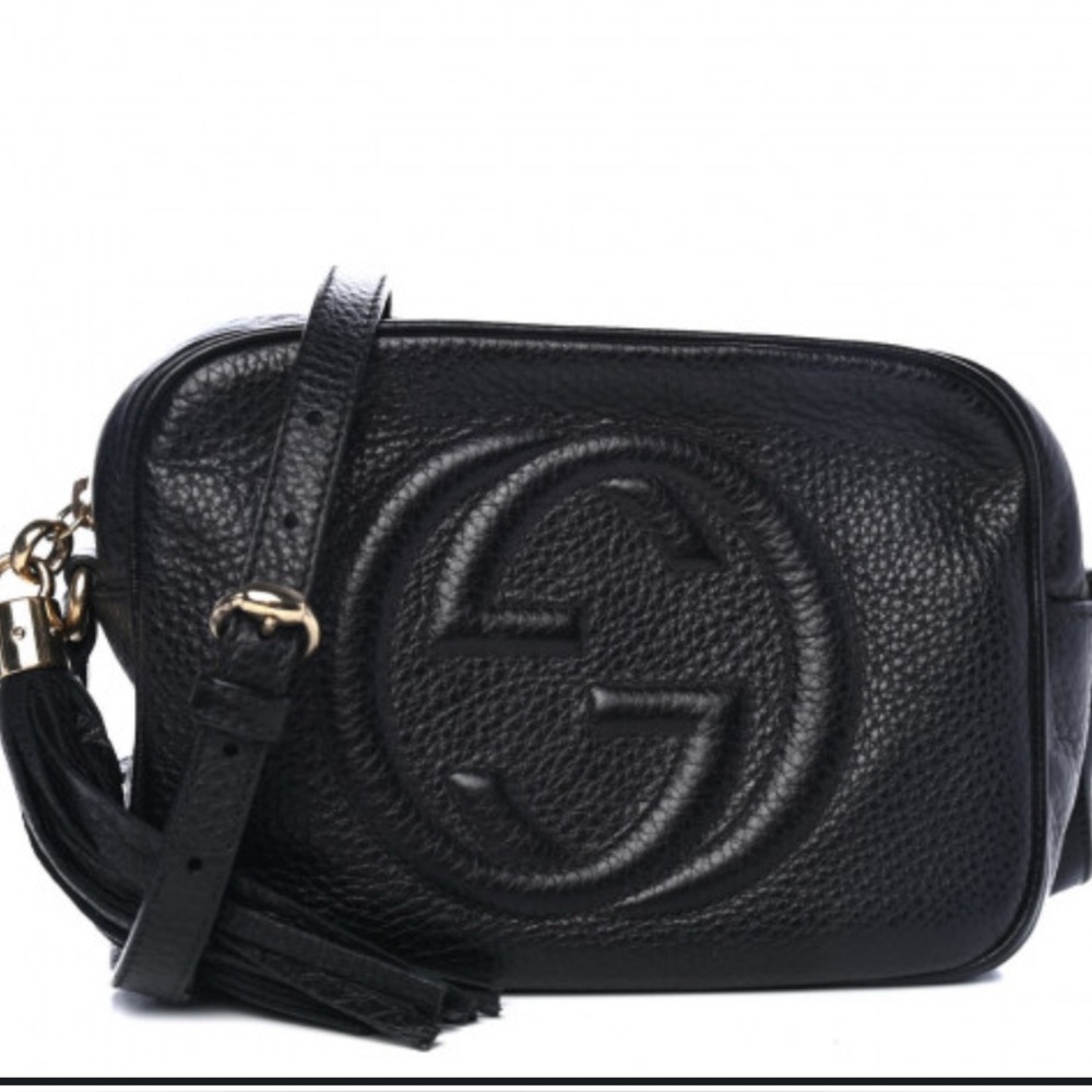 GUCCI Pebbled Calfskin Small Soho
Disco Bag Black